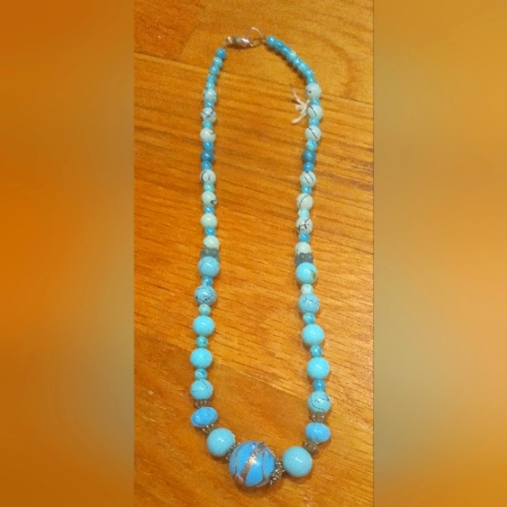 Vintage Style Aqua Teal Blue Romance Array Bead Sizes 15" Necklaces